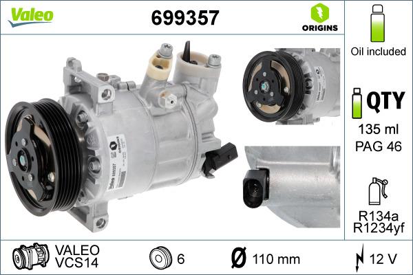 Valeo 699357 - Kompressor, kondisioner furqanavto.az