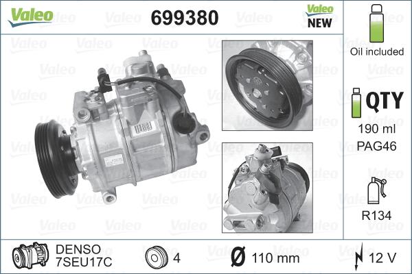 Valeo 699380 - Kompressor, kondisioner furqanavto.az