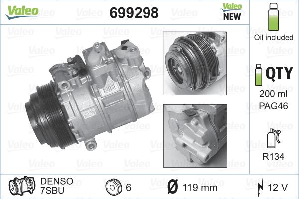 Valeo 699298 - Kompressor, kondisioner furqanavto.az