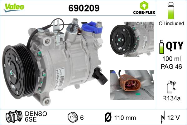 Valeo 690209 - Kompressor, kondisioner furqanavto.az