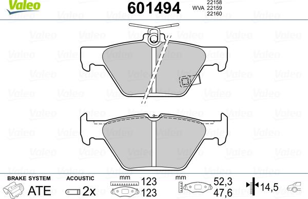 Valeo 601494 - Əyləc altlığı dəsti, əyləc diski furqanavto.az