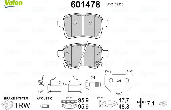 Valeo 601478 - Əyləc altlığı dəsti, əyləc diski furqanavto.az