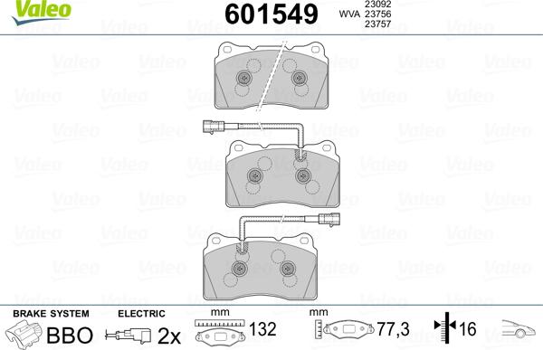 Valeo 601549 - Əyləc altlığı dəsti, əyləc diski furqanavto.az