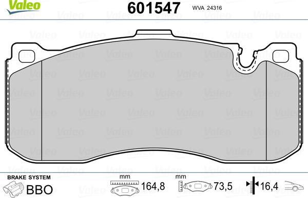 Valeo 601547 - Əyləc altlığı dəsti, əyləc diski furqanavto.az