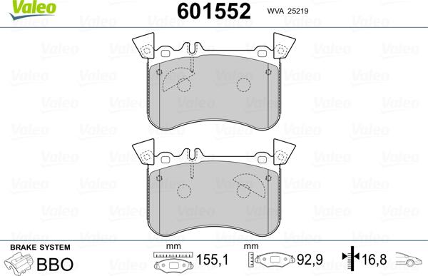 Valeo 601552 - Əyləc altlığı dəsti, əyləc diski furqanavto.az