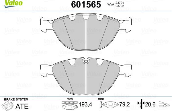 Valeo 601565 - Əyləc altlığı dəsti, əyləc diski furqanavto.az