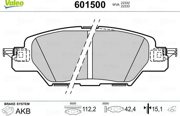 Valeo 601500 - Əyləc altlığı dəsti, əyləc diski furqanavto.az