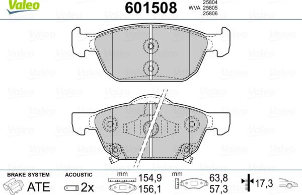 Valeo 601508 - Əyləc altlığı dəsti, əyləc diski furqanavto.az