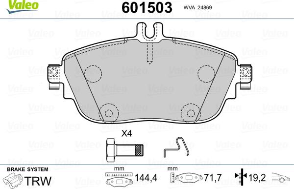 Valeo 601503 - Əyləc altlığı dəsti, əyləc diski furqanavto.az