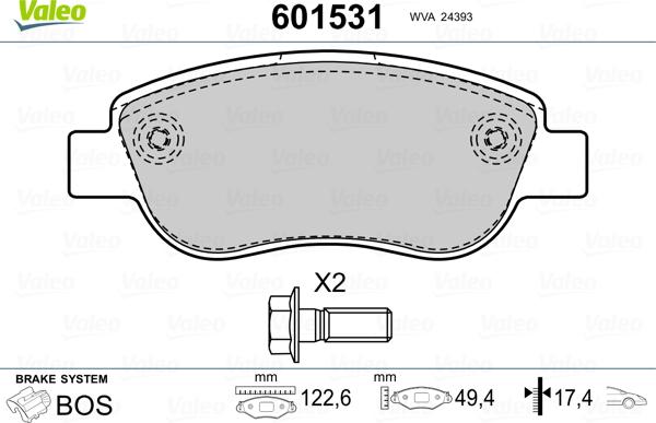 Valeo 601531 - Əyləc altlığı dəsti, əyləc diski furqanavto.az