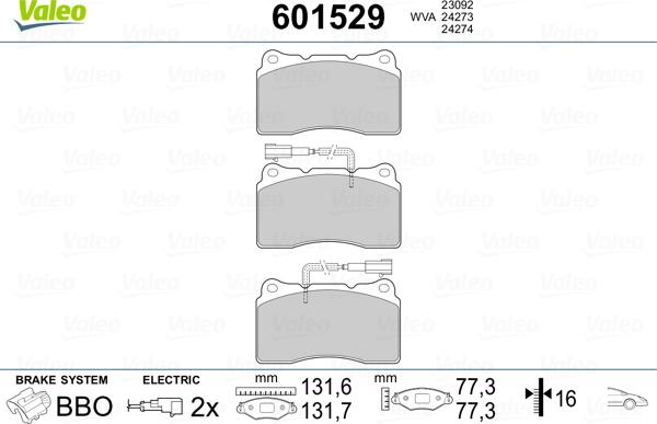 Valeo 601529 - Əyləc altlığı dəsti, əyləc diski furqanavto.az