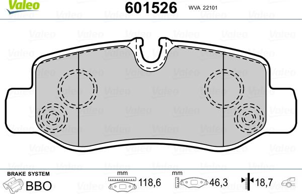 Valeo 601526 - Əyləc altlığı dəsti, əyləc diski furqanavto.az