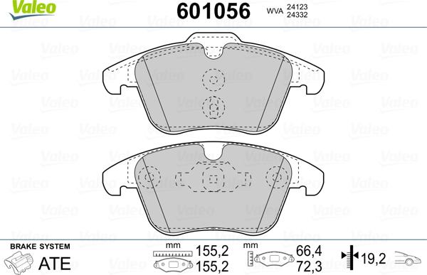 Valeo 601056 - Əyləc altlığı dəsti, əyləc diski furqanavto.az