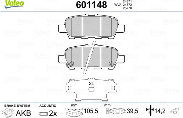 Valeo 601148 - Əyləc altlığı dəsti, əyləc diski www.furqanavto.az