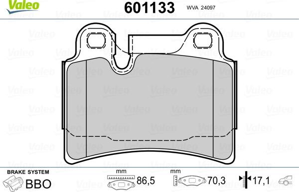 Valeo 601133 - Əyləc altlığı dəsti, əyləc diski furqanavto.az