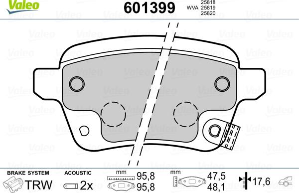 Valeo 601399 - Əyləc altlığı dəsti, əyləc diski furqanavto.az