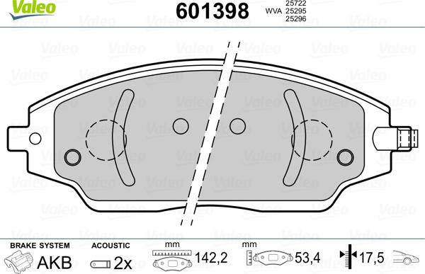 Valeo 601398 - Əyləc altlığı dəsti, əyləc diski www.furqanavto.az