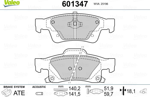 Valeo 601347 - Əyləc altlığı dəsti, əyləc diski www.furqanavto.az