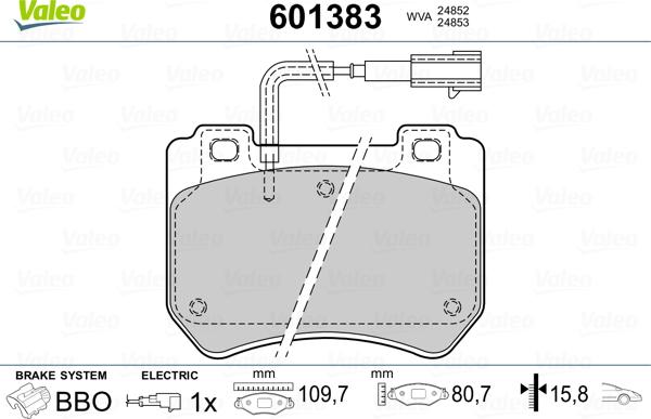 Valeo 601383 - Əyləc altlığı dəsti, əyləc diski furqanavto.az