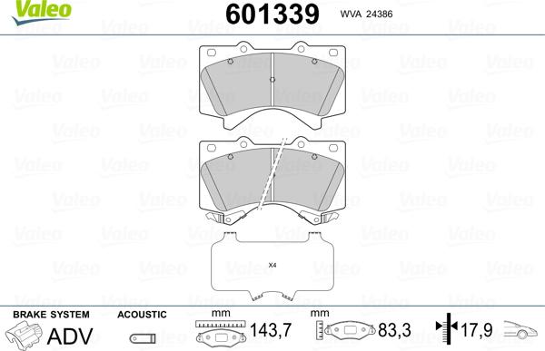 Valeo 601339 - Əyləc altlığı dəsti, əyləc diski furqanavto.az