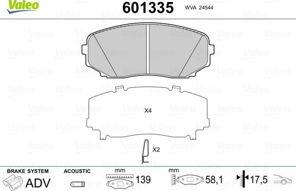 Valeo 601335 - Əyləc altlığı dəsti, əyləc diski www.furqanavto.az