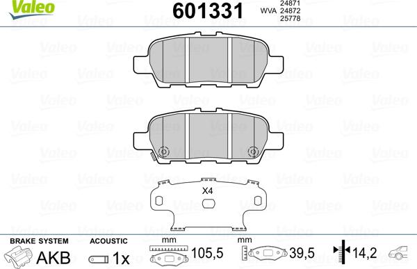 Valeo 601331 - Əyləc altlığı dəsti, əyləc diski www.furqanavto.az