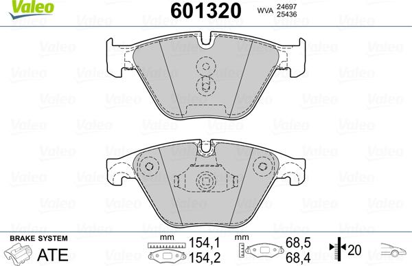 Valeo 601320 - Əyləc altlığı dəsti, əyləc diski furqanavto.az