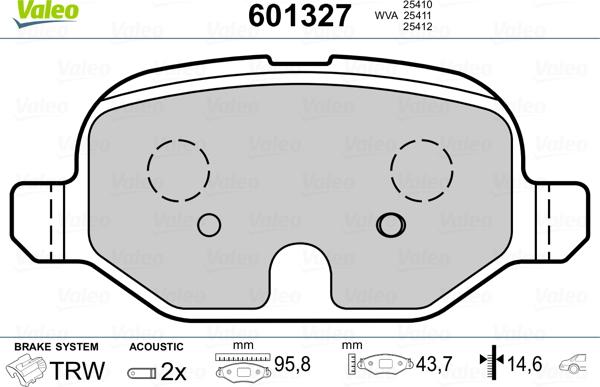 Valeo 601327 - Əyləc altlığı dəsti, əyləc diski furqanavto.az