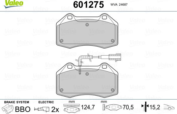 Valeo 601275 - Əyləc altlığı dəsti, əyləc diski furqanavto.az