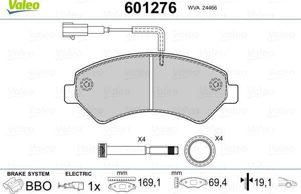 Valeo 601276 - Əyləc altlığı dəsti, əyləc diski furqanavto.az