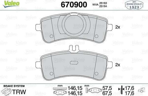 Valeo 670900 - Əyləc altlığı dəsti, əyləc diski furqanavto.az