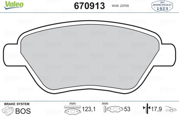 Valeo 670913 - Əyləc altlığı dəsti, əyləc diski furqanavto.az