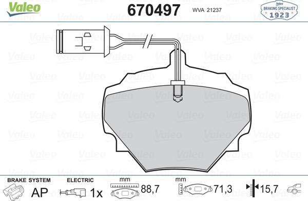 Valeo 670497 - Əyləc altlığı dəsti, əyləc diski furqanavto.az