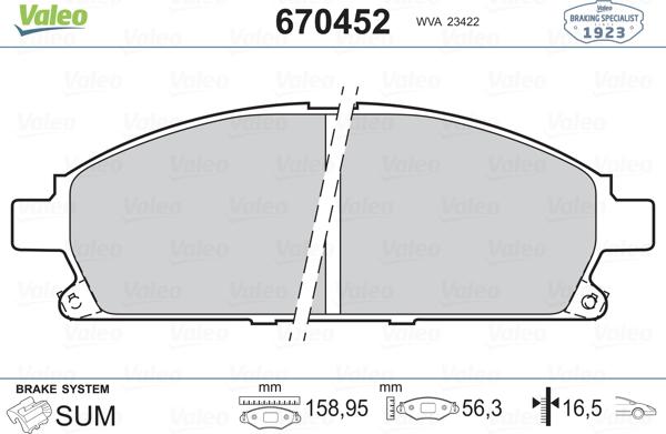 Valeo 670452 - Əyləc altlığı dəsti, əyləc diski furqanavto.az