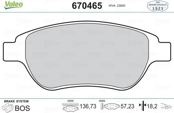 Valeo 670465 - Əyləc altlığı dəsti, əyləc diski furqanavto.az