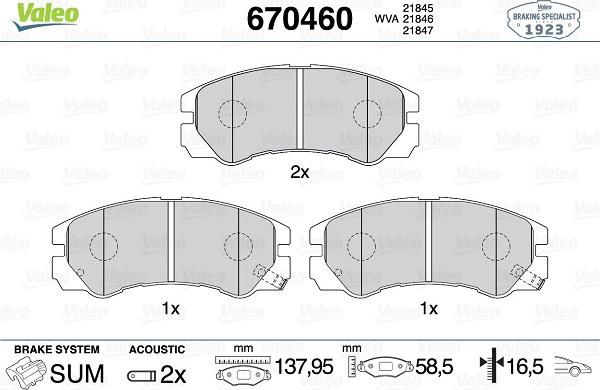 Valeo 670460 - Əyləc altlığı dəsti, əyləc diski furqanavto.az