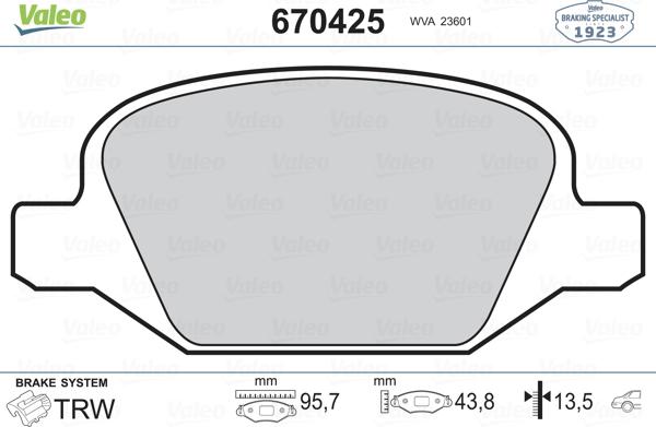 Valeo 670425 - Əyləc altlığı dəsti, əyləc diski furqanavto.az