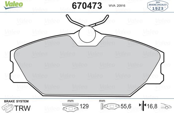 Valeo 670473 - Əyləc altlığı dəsti, əyləc diski furqanavto.az