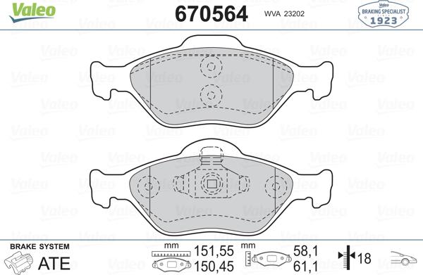 Valeo 670564 - Əyləc altlığı dəsti, əyləc diski furqanavto.az