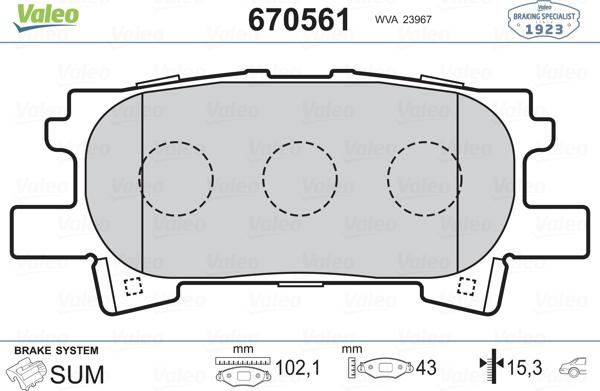 Valeo 670561 - Əyləc altlığı dəsti, əyləc diski www.furqanavto.az