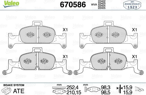 Valeo 670586 - Əyləc altlığı dəsti, əyləc diski furqanavto.az