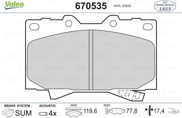 Valeo 670535 - Əyləc altlığı dəsti, əyləc diski furqanavto.az