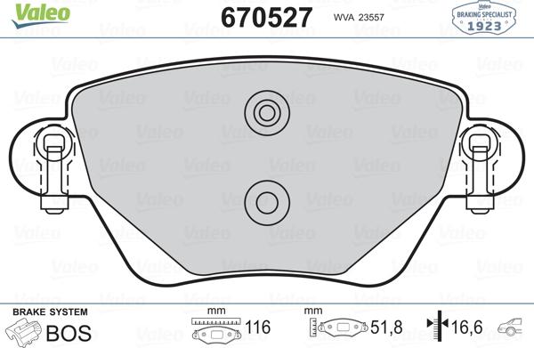 Valeo 670527 - Əyləc altlığı dəsti, əyləc diski furqanavto.az