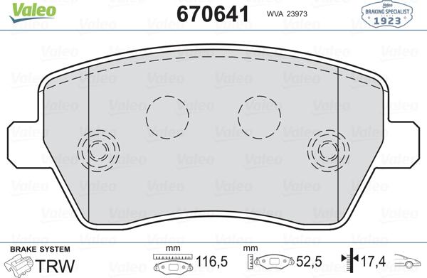 Valeo 670641 - Əyləc altlığı dəsti, əyləc diski furqanavto.az