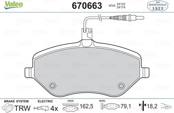 Valeo 670663 - Əyləc altlığı dəsti, əyləc diski furqanavto.az