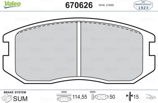 Valeo 670626 - Əyləc altlığı dəsti, əyləc diski furqanavto.az