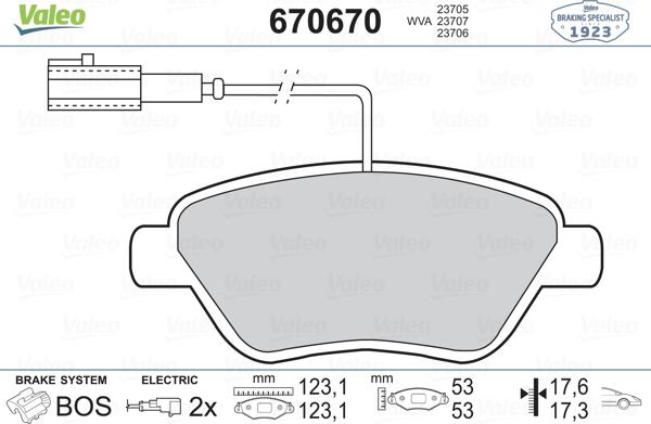 Valeo 670670 - Əyləc altlığı dəsti, əyləc diski furqanavto.az