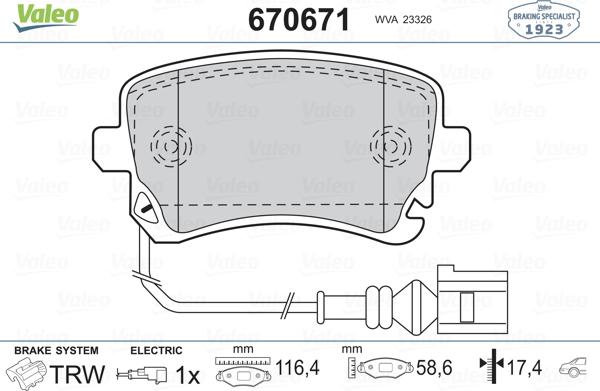 Valeo 670671 - Əyləc altlığı dəsti, əyləc diski furqanavto.az