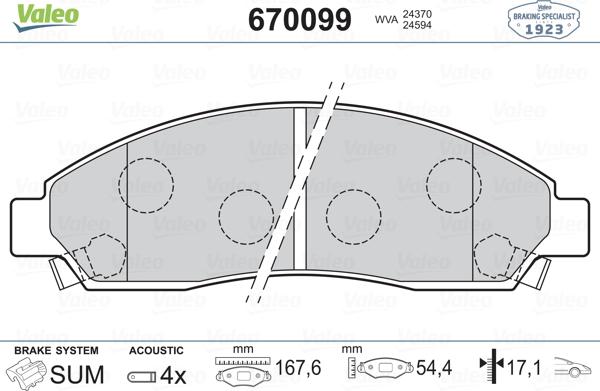 Valeo 670099 - Əyləc altlığı dəsti, əyləc diski furqanavto.az