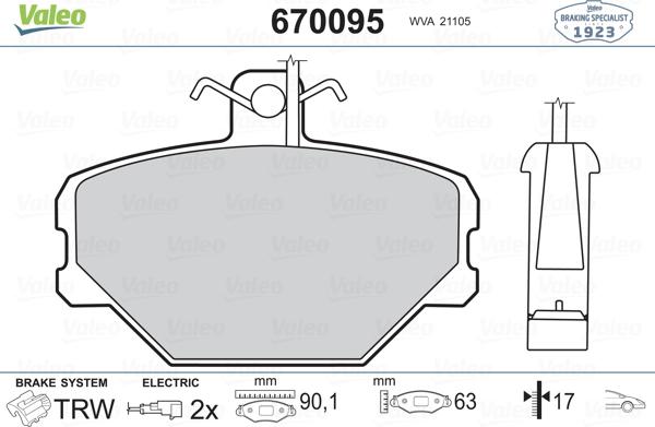 Valeo 670095 - Əyləc altlığı dəsti, əyləc diski furqanavto.az